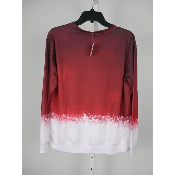 Women's Red & White Lighted Tree Lightweight Crewneck Sweatshirt S - Picture 3 of 10